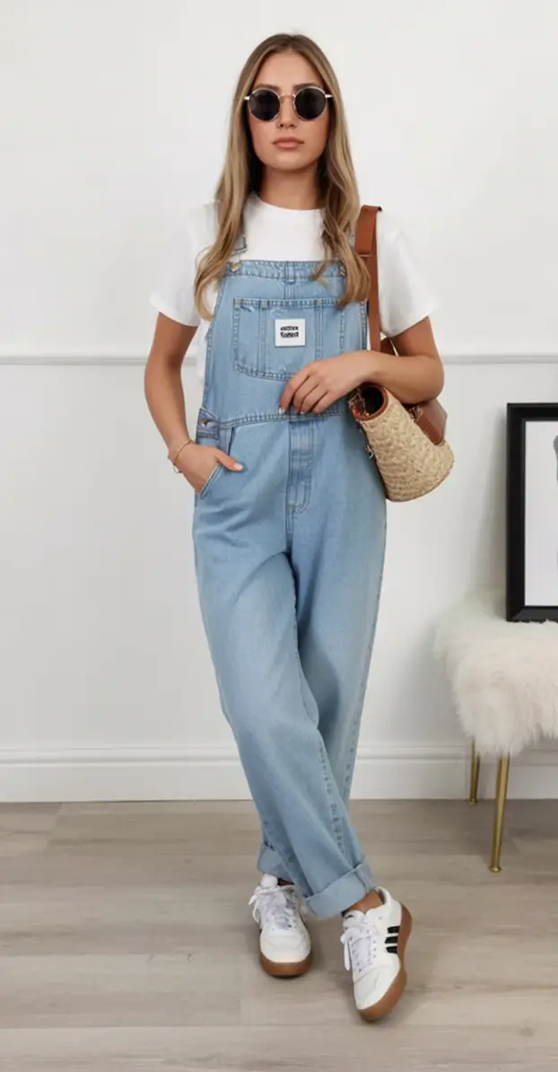 Labor Day Outfits Ideas 2025 Denim Revival Laid-Back Overalls