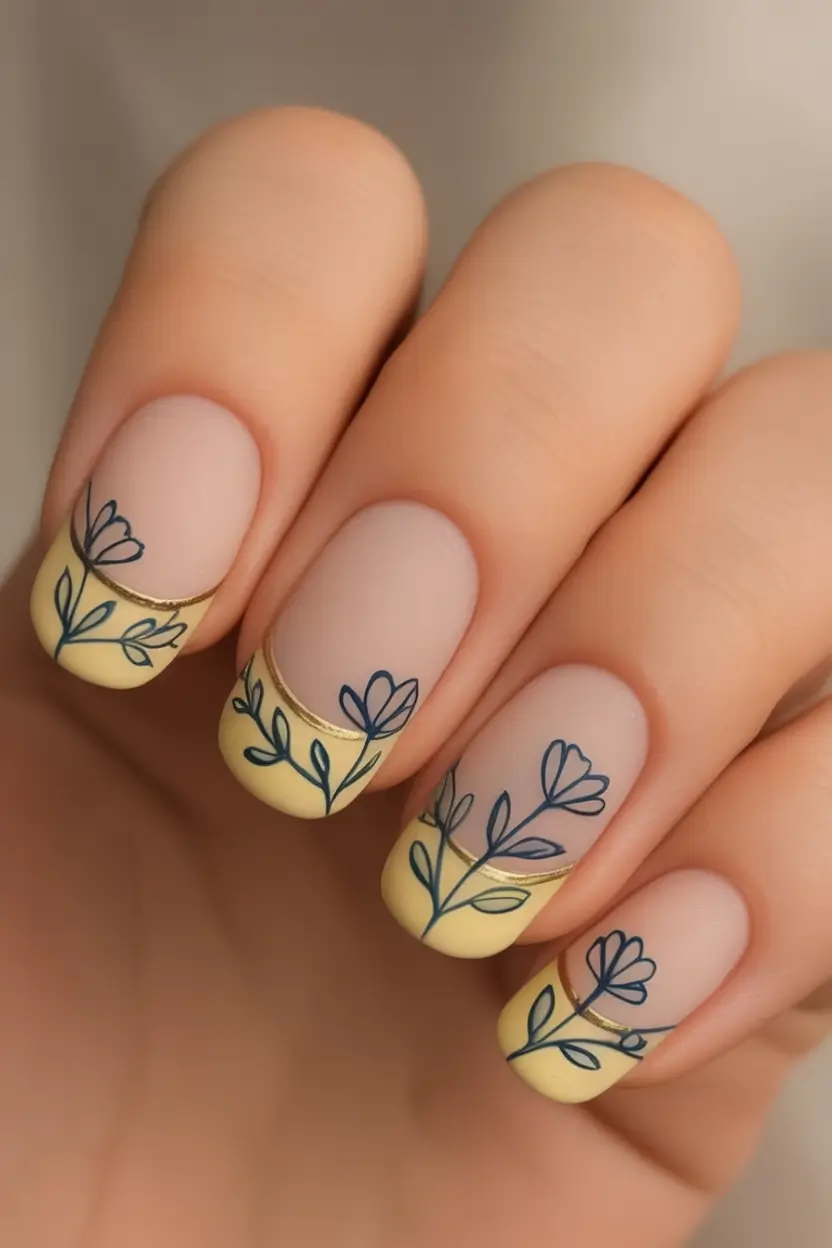 Must-Try Butter Yellow Nails That Scream Summer Vibes Sketchy Blooms On French Tips