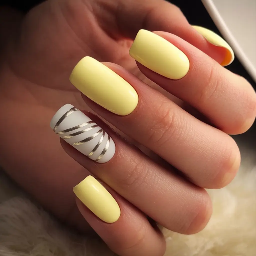 Must-Try Butter Yellow Nails That Scream Summer Vibes Lemon Bars and Metallic Twists