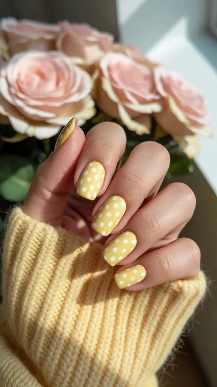 Must-Try Butter Yellow Nails That Scream Summer Vibes Playful Dots and Butter Joy