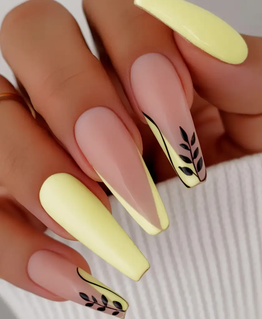 Must-Try Butter Yellow Nails That Scream Summer Vibes Botanical Cut-Curve Elegance