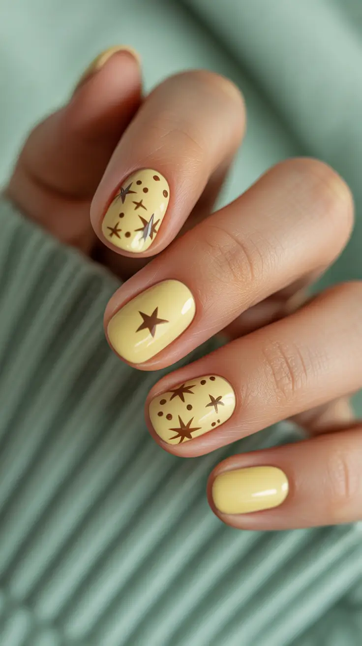 Must-Try Butter Yellow Nails That Scream Summer Vibes Golden Starburst Whimsy