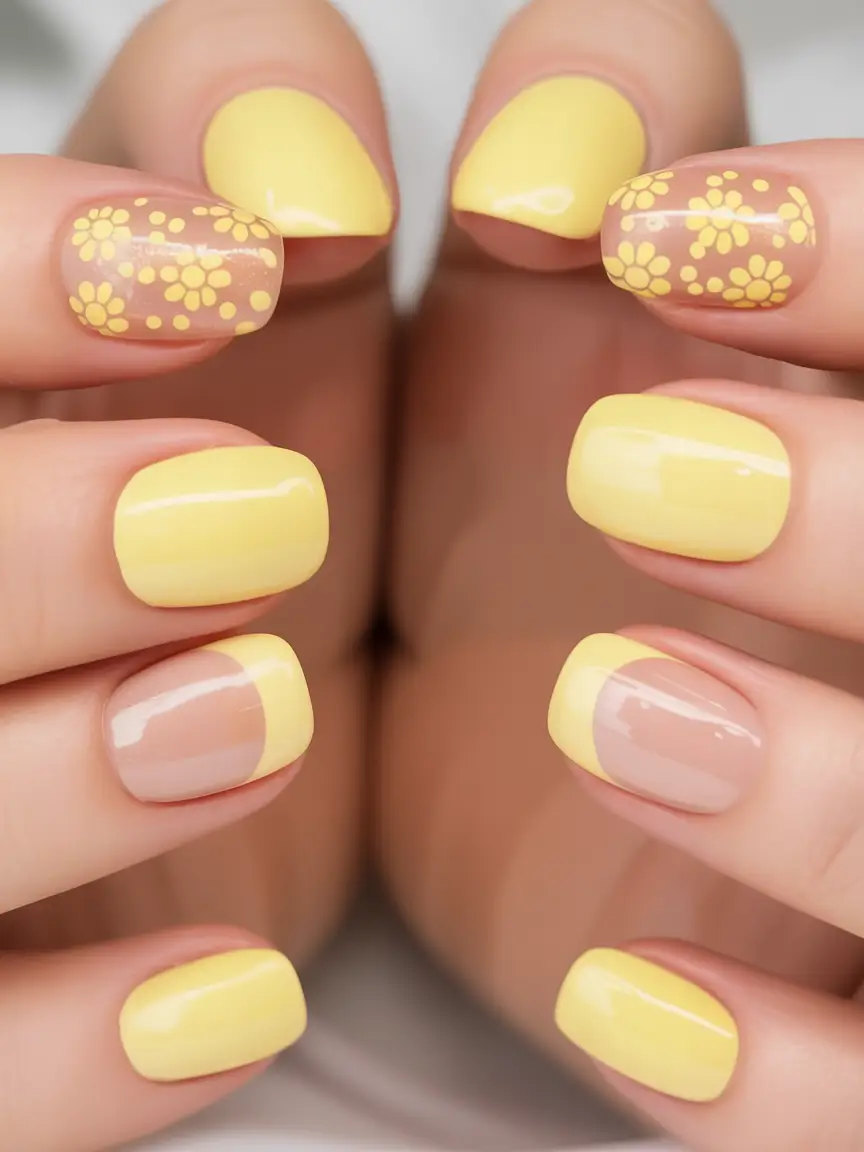 Must-Try Butter Yellow Nails That Scream Summer Vibes Playful Mix Of French And Floral