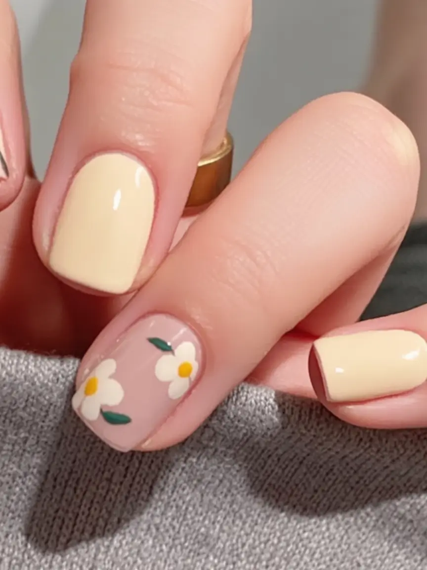 Must-Try Butter Yellow Nails That Scream Summer Vibes Soft Cream And Daisies On Nude
