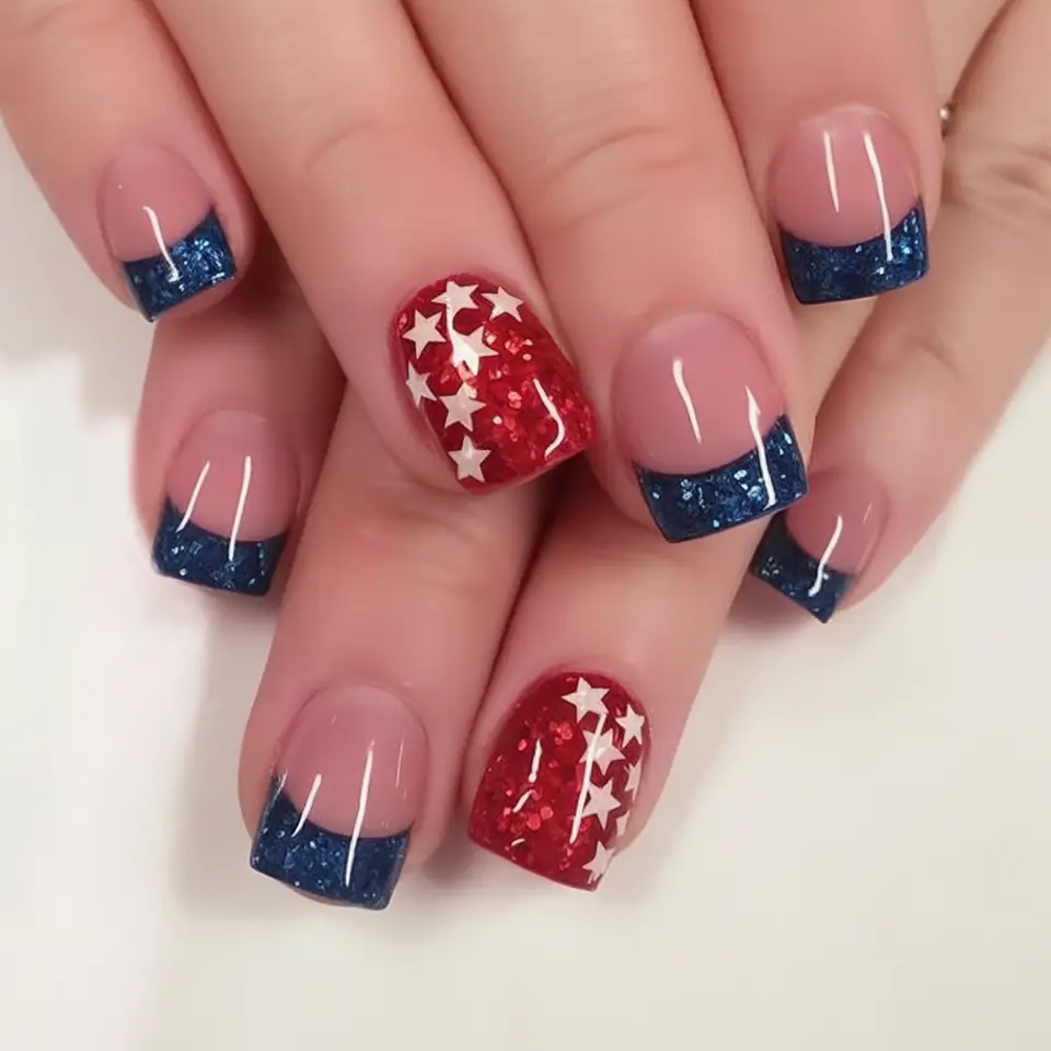 Nail Designs for July 4th 2025 French Tips with a Patriotic Pop