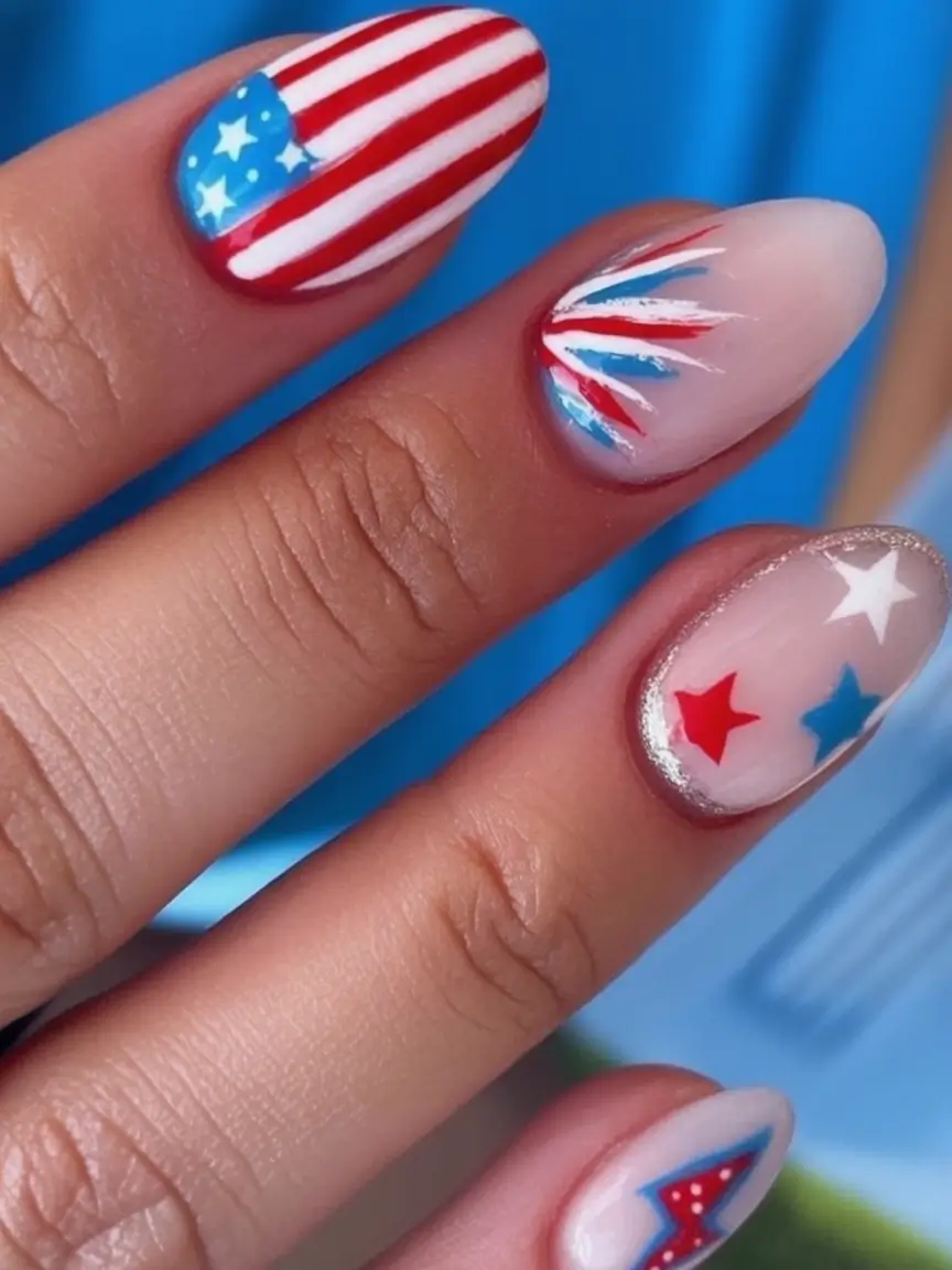 Nail Designs for July 4th 2025 Modern Patriotic Pop with Stars & Stripes