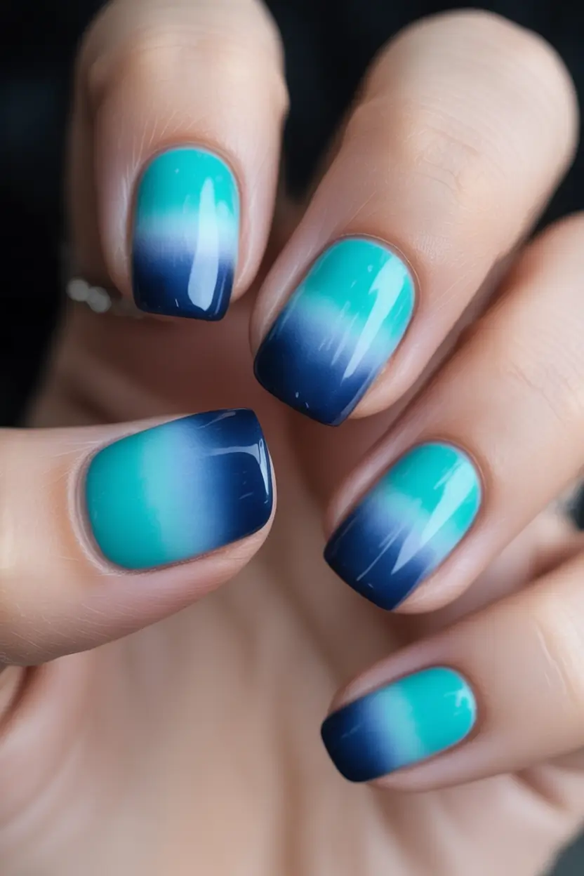 Nail Designs to Try in August 2025 Seafoam To Midnight Ombre