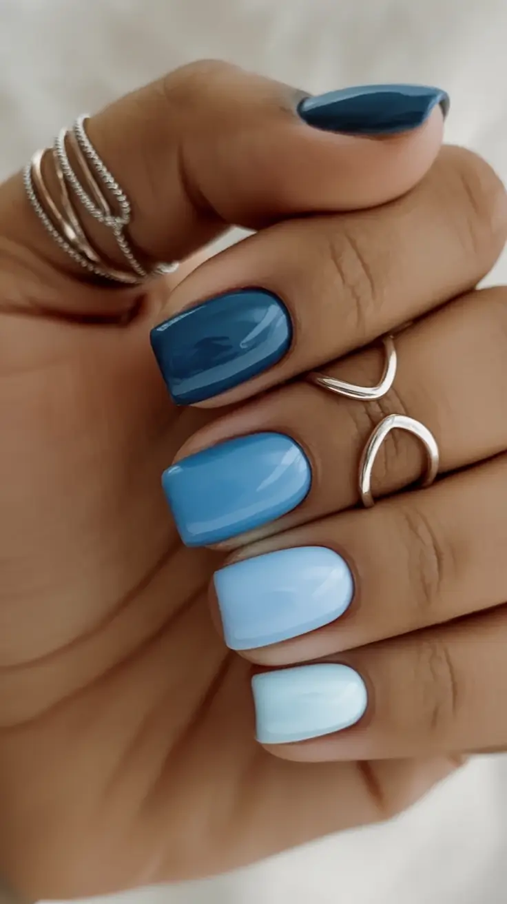 Nail Designs to Try in August 2025 Ombre Blues for Heatwave Cool