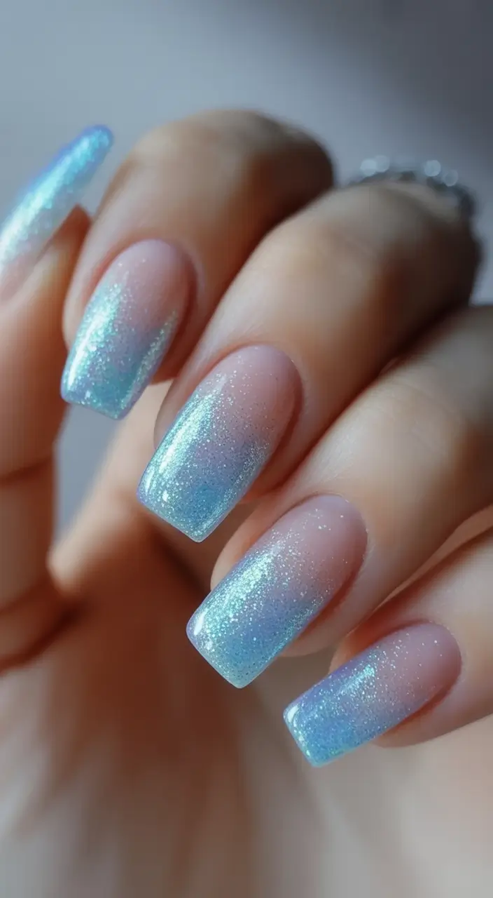 Nail Designs to Try in August 2025 Mermaid Aura in Shimmering Blue