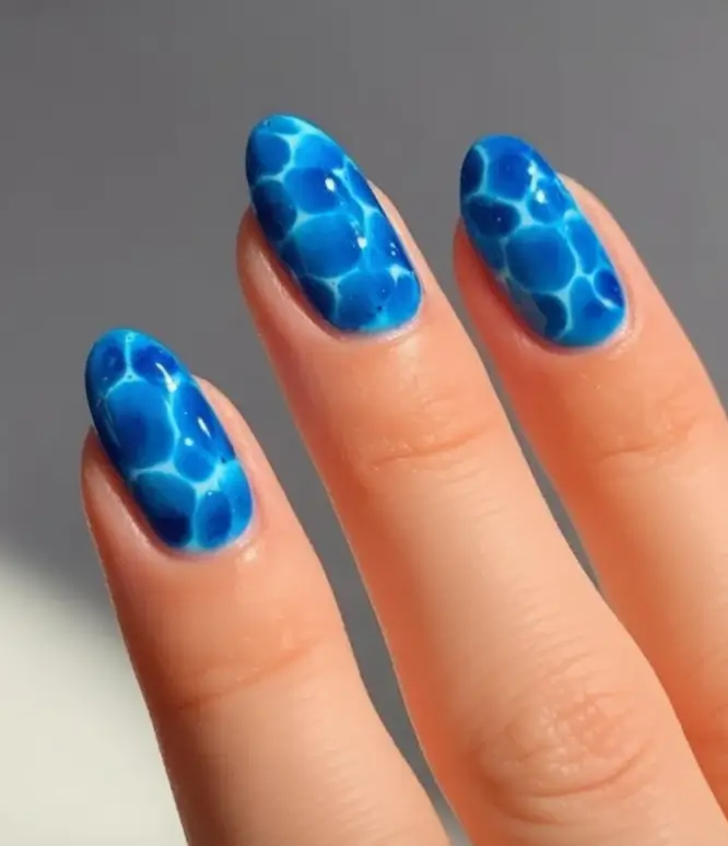 Nail Designs to Try in August 2025 Poolside Water Reflection