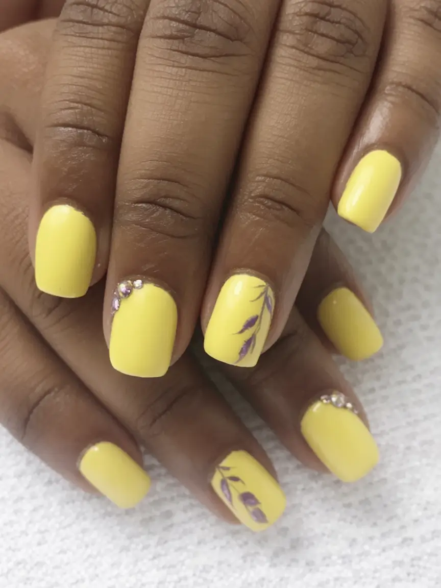 Nail Designs to Try in August 2025 Sunshine Square With Lavender Sprigs