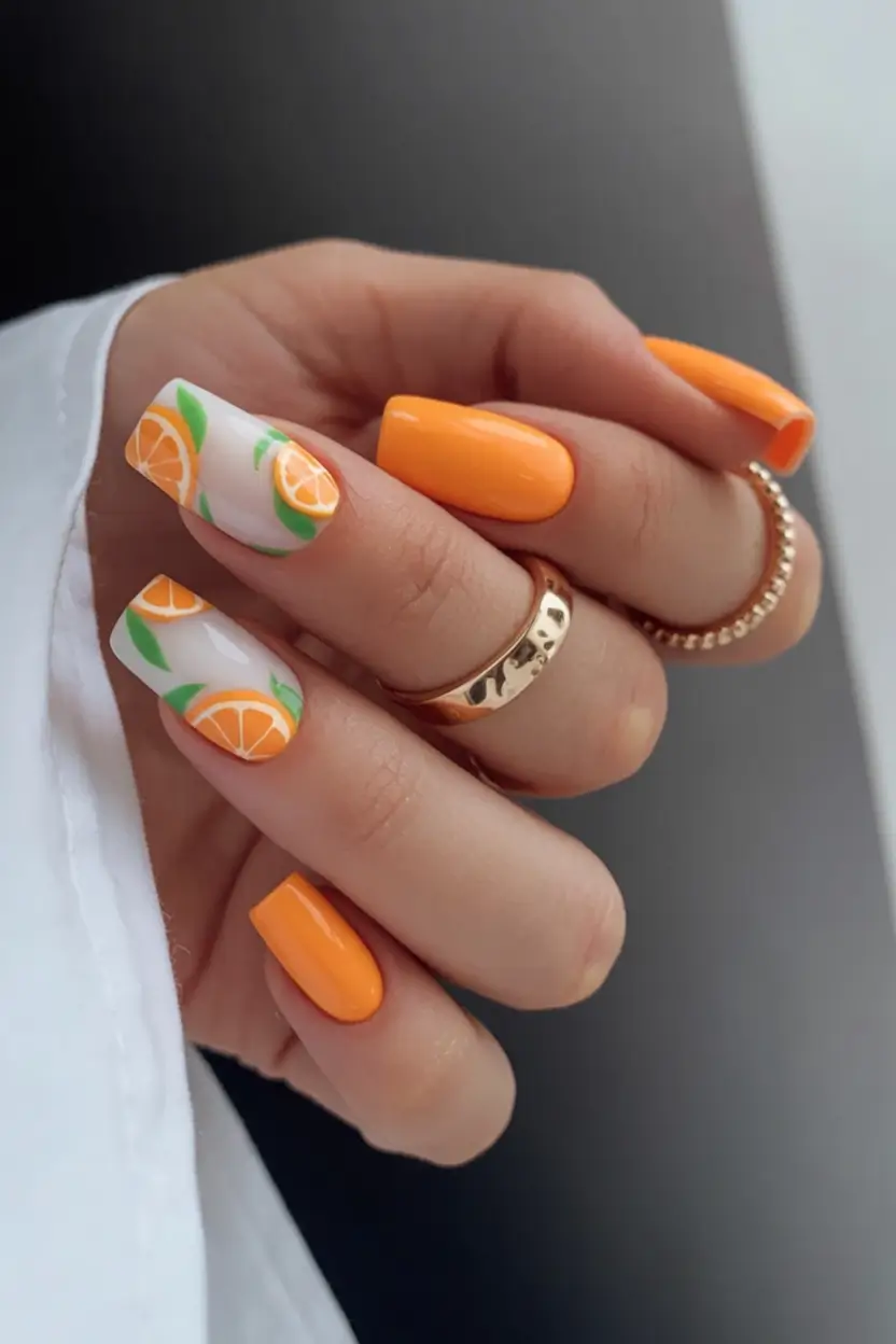 nail designs to try in august 2025 Citrus Pop Art