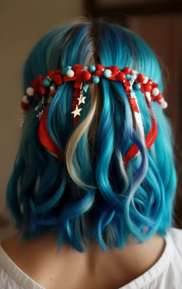 Patriotic Hair Looks for 4th of July 2025 Firecracker Blue Waves