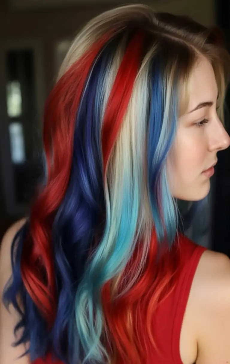 Patriotic Hair Looks for 4th of July 2025 Firecracker Layers with a Cool Fade