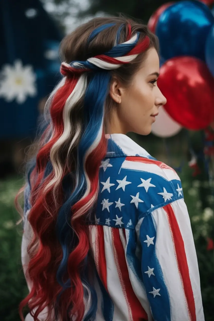 patriotic hair looks for 4th of july 2025 Red White Blue Braids With A Twist