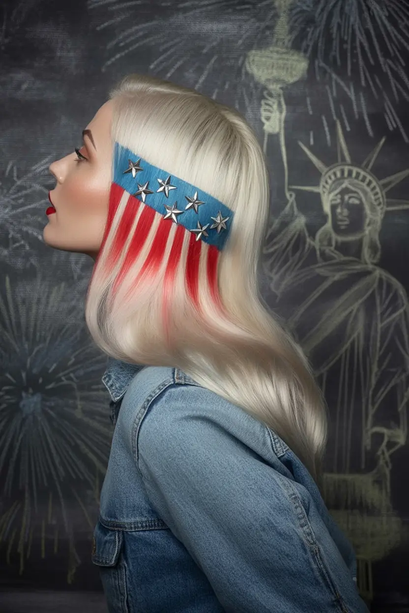Patriotic Hair Looks for 4th of July 2025 Liberty Dye Stripe