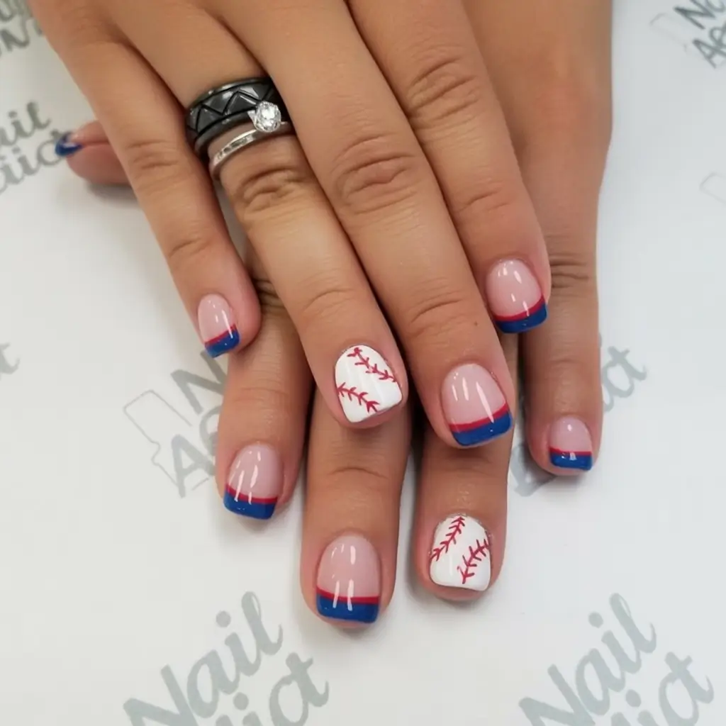 Patriotic Nail Inspo for 4th of July 2025 Baseball Americana Twist