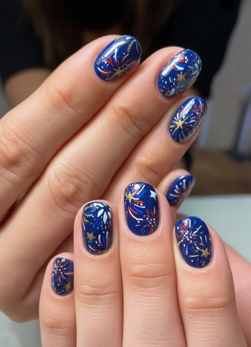 Patriotic Nail Inspo for 4th of July 2025 Fireworks and Navy Nights