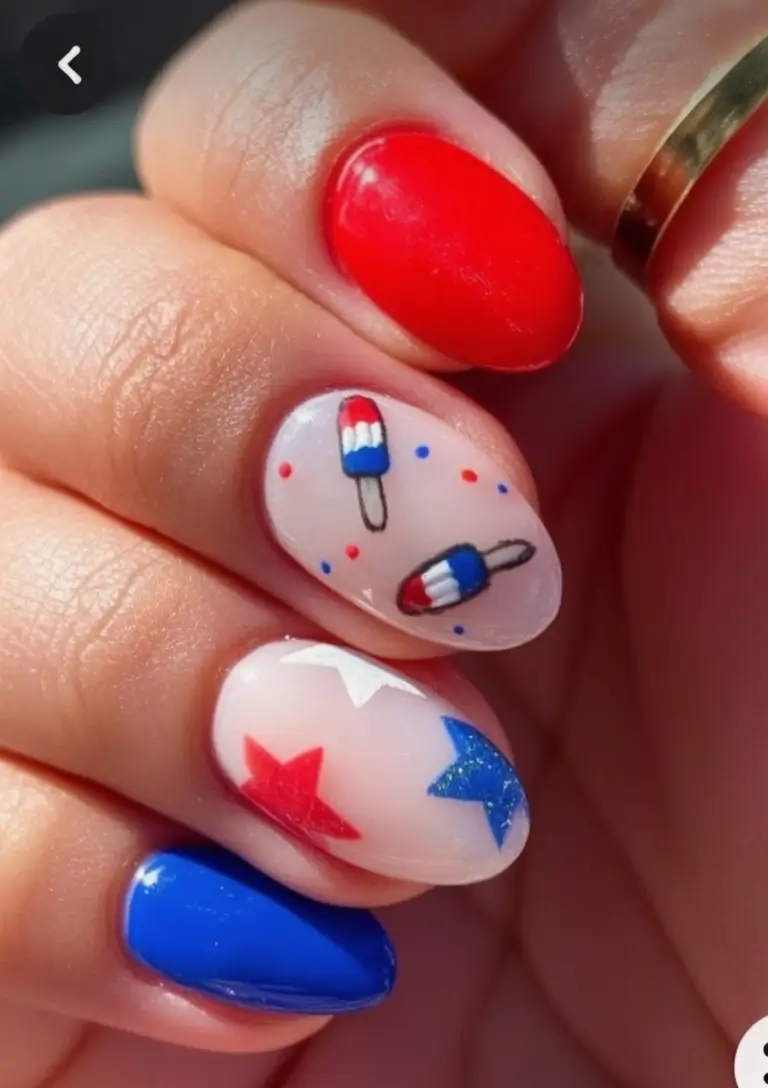 Patriotic Nail Inspo for 4th of July 2025 Popsicles and Playfulness