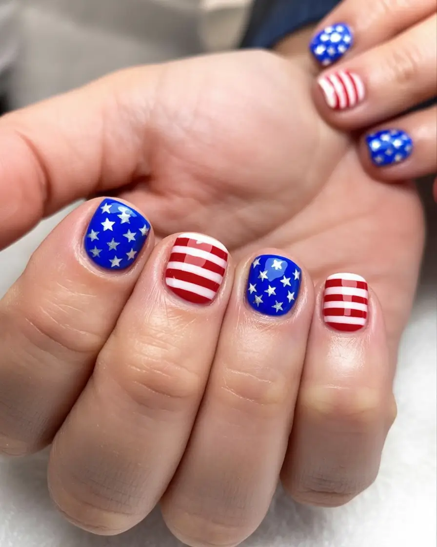Patriotic Nail Inspo for 4th of July 2025 Stars and Stripes Remix