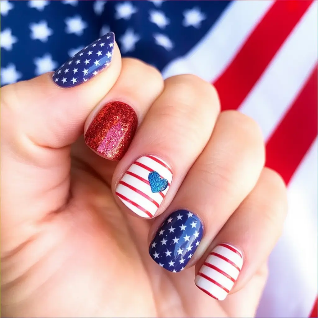 Patriotic Nail Inspo for 4th of July 2025 Glitter and Stars That Sparkle Like Fireworks