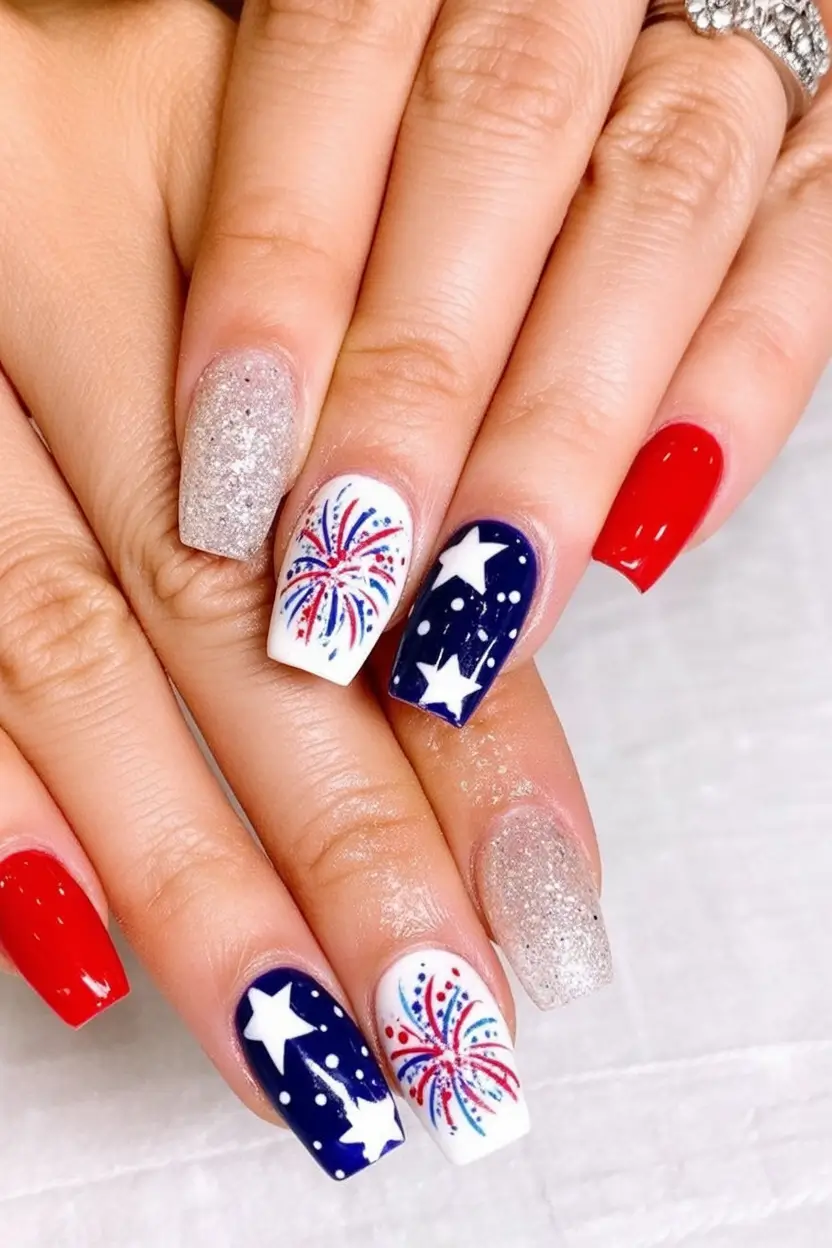 Patriotic Nail Inspo for 4th of July 2025 Fireworks-Inspired Acrylics with Big Energy