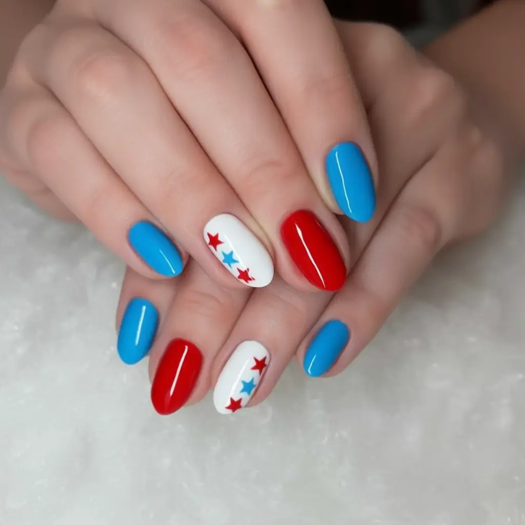 Patriotic Nail Inspo for 4th of July 2025 Modern Star Clusters with Retro Energy