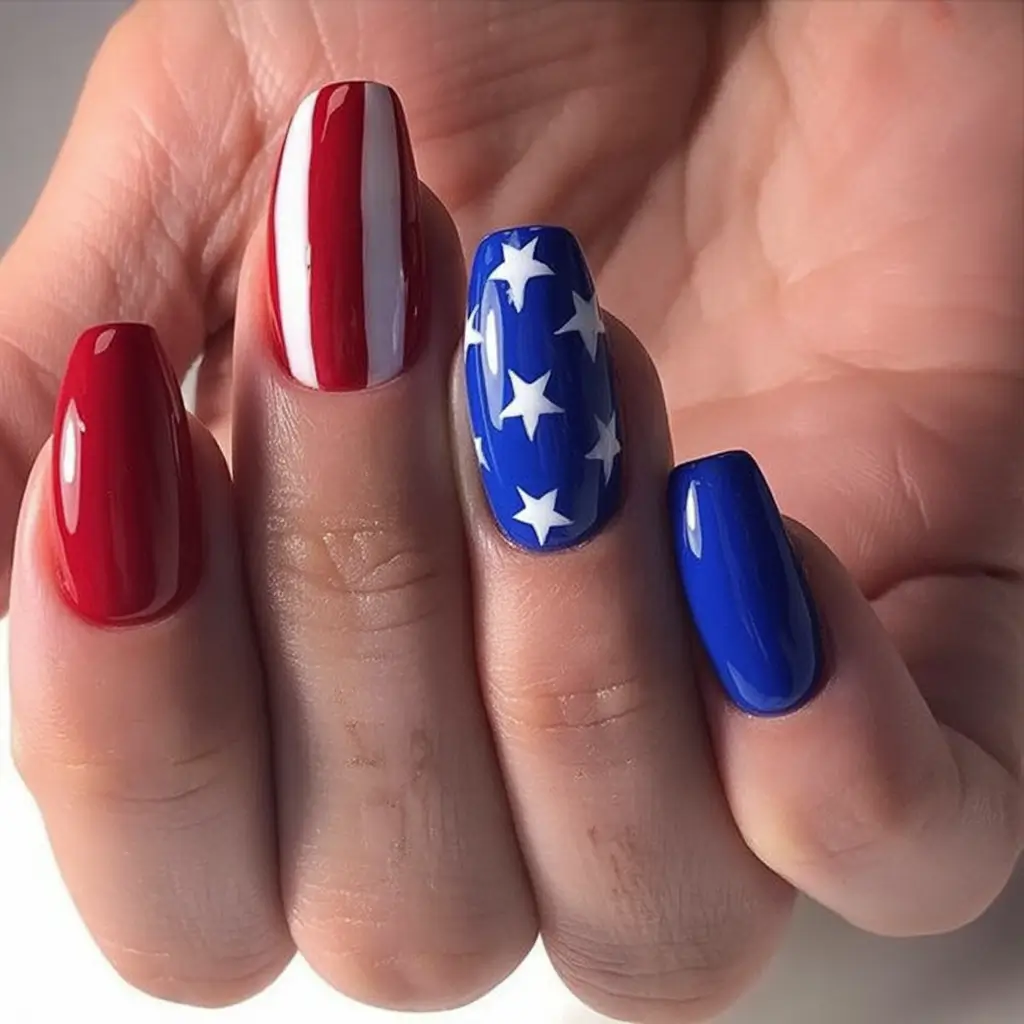 Patriotic Nail Inspo for 4th of July 2025 Statement Stripes and Stars with Clean Lines