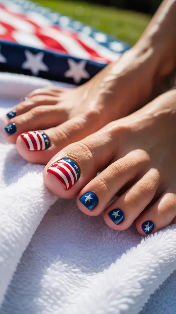 Patriotic Pedis for 4th of July 2025 All-Out Americana With Full Nail Art