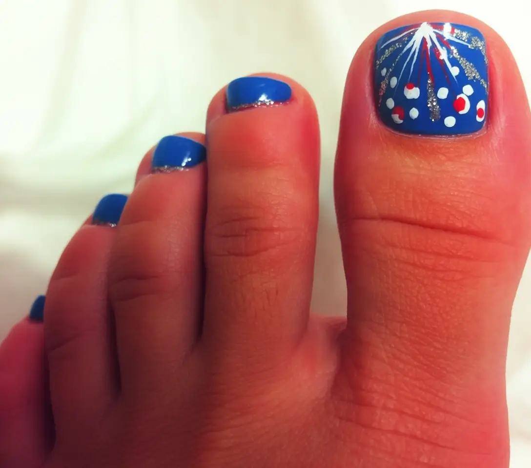 Patriotic Pedis for 4th of July 2025 Firework Pop and Silver Spark