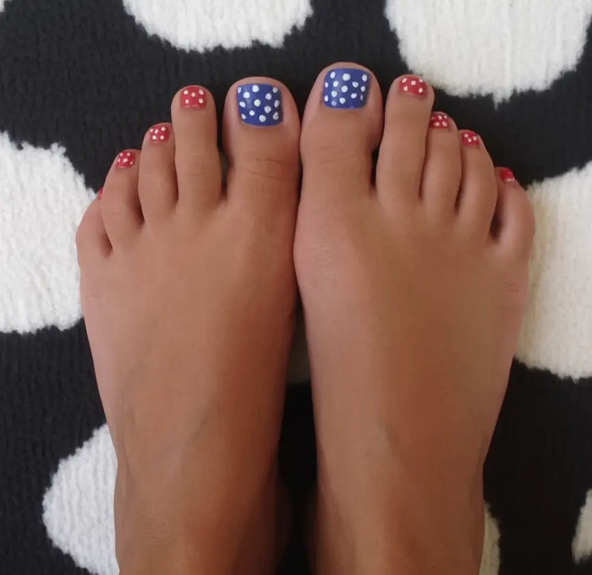 Patriotic Pedis for 4th of July 2025 Americana Dots And Brights