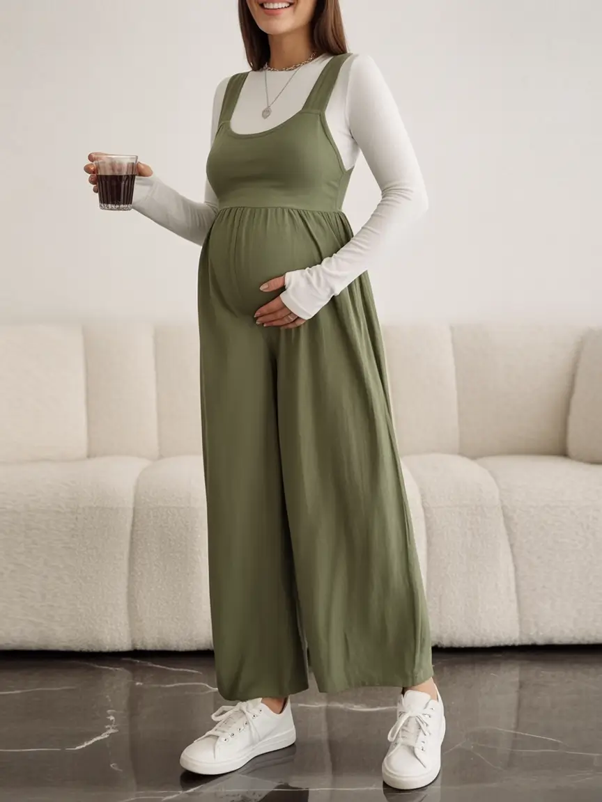 Pregnancy Style Goals: Fall outfits Inspo for 2025 Soft Utility in Olive Green