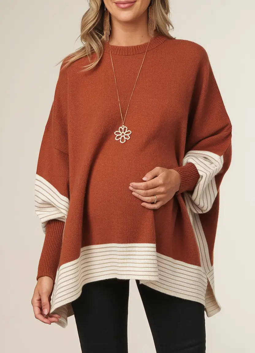 pregnancy style goals: fall outfits inspo for 2025 earthy poncho with effortless flow