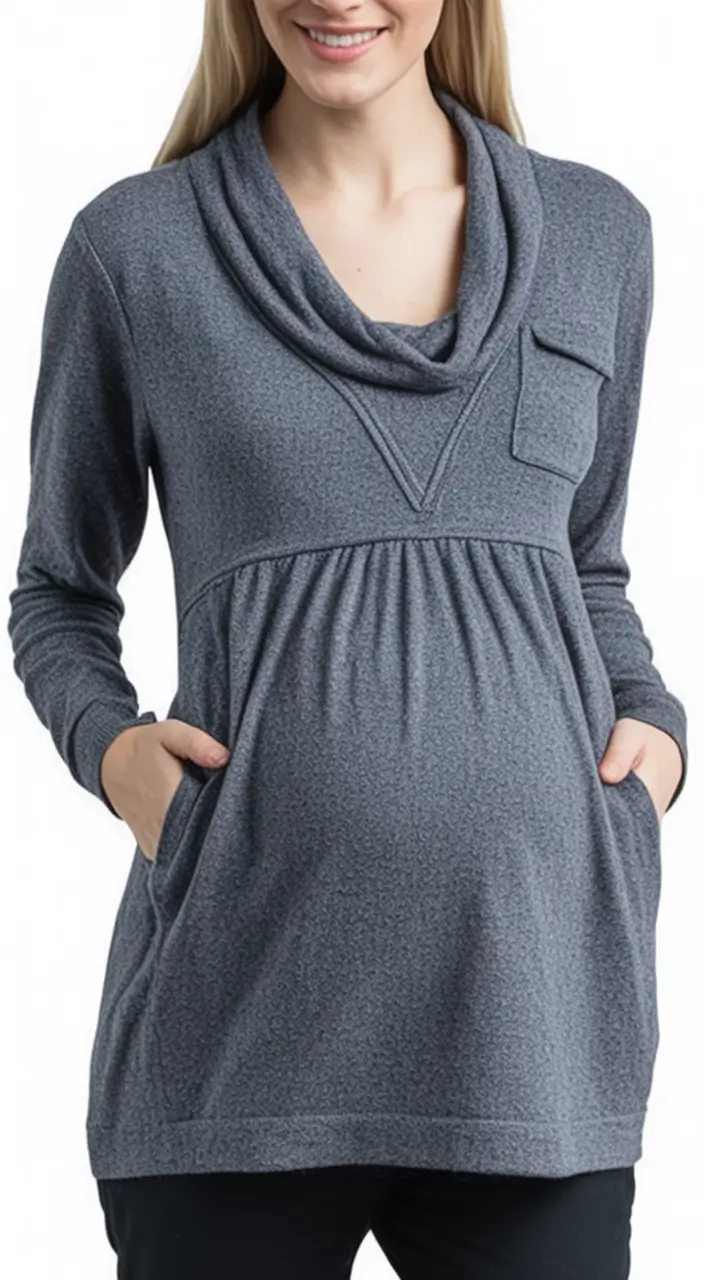 pregnancy style goals: fall outfits inspo for 2025 cozy charcoal pullover with pockets