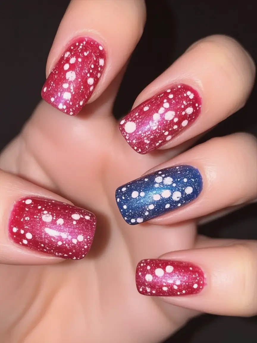 Red, White & Blue Nails for 4th of july 2025 Playful Pop With Red Hearts