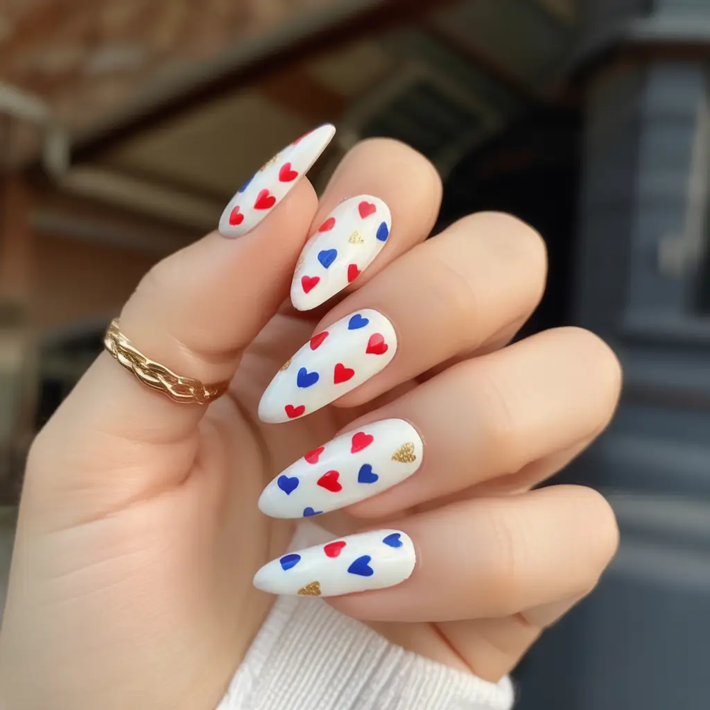 Simple & Cute 4th of July Nails 2025 Patriotic Heart Parade