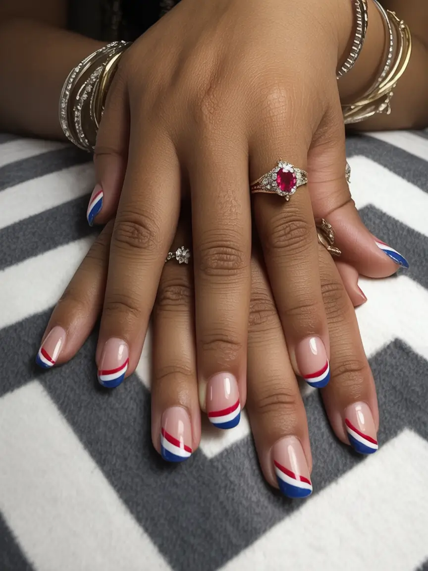 Simple & Cute 4th of July Nails 2025 Minimalist French with Patriotic Flair