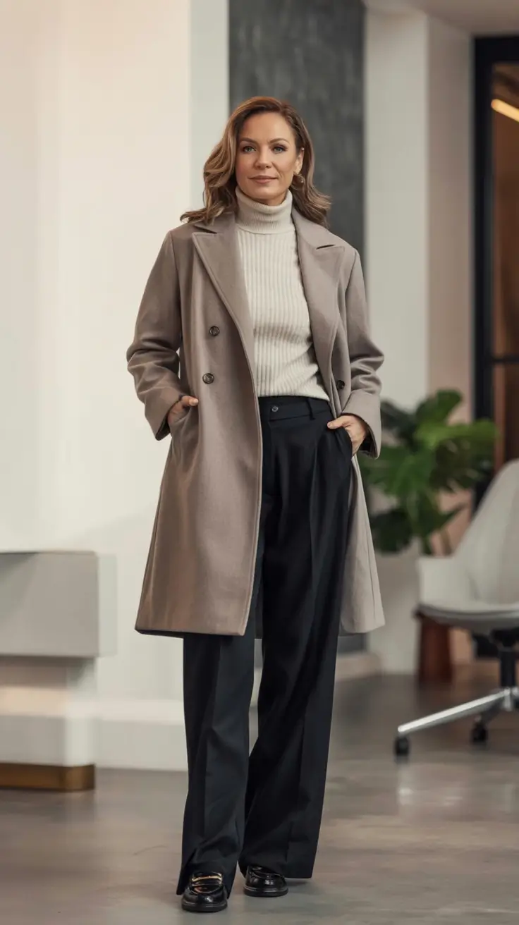 Stylish fall 2025 fashion outfits for women 40+ Neutral Knits And Corporate Ease