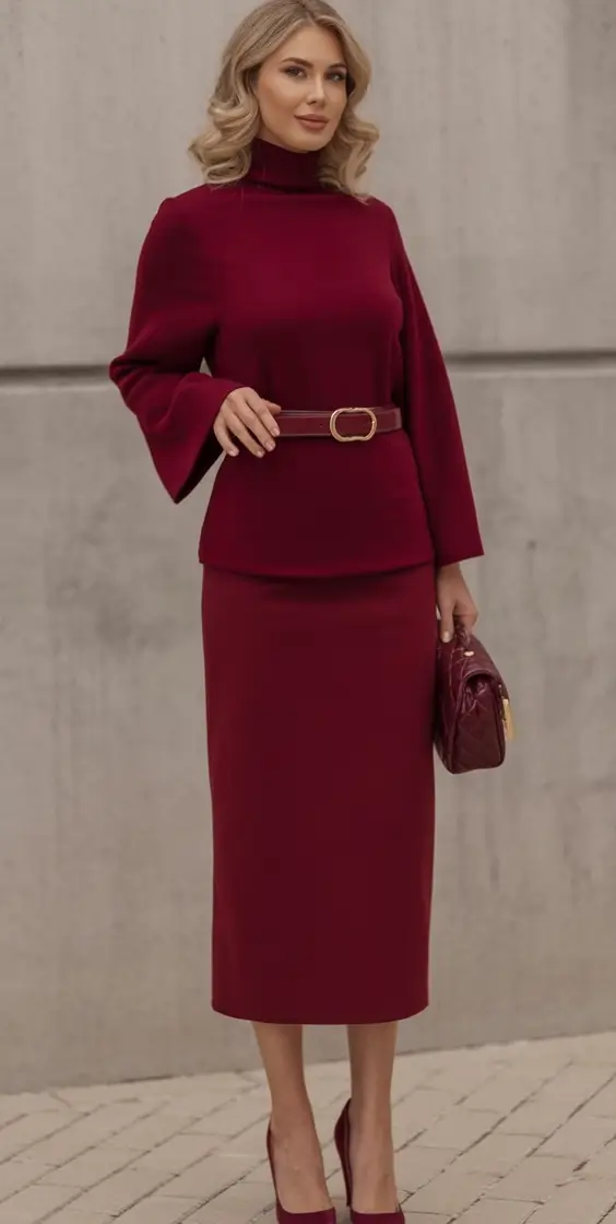 Stylish fall 2025 fashion outfits for women 40+ Cranberry Confidence In Coordinated Layers