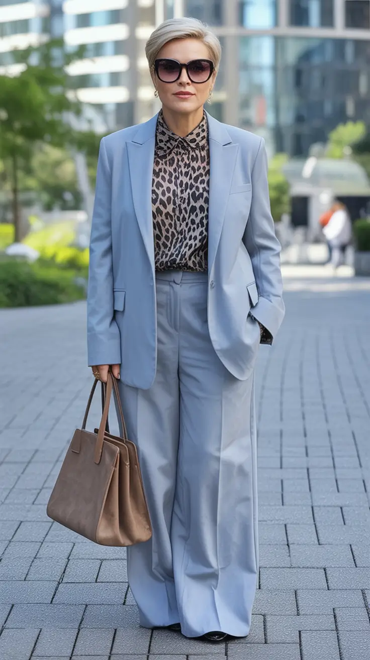 Stylish fall 2025 fashion outfits for women 40+ Cool Tones With A Wild Twist