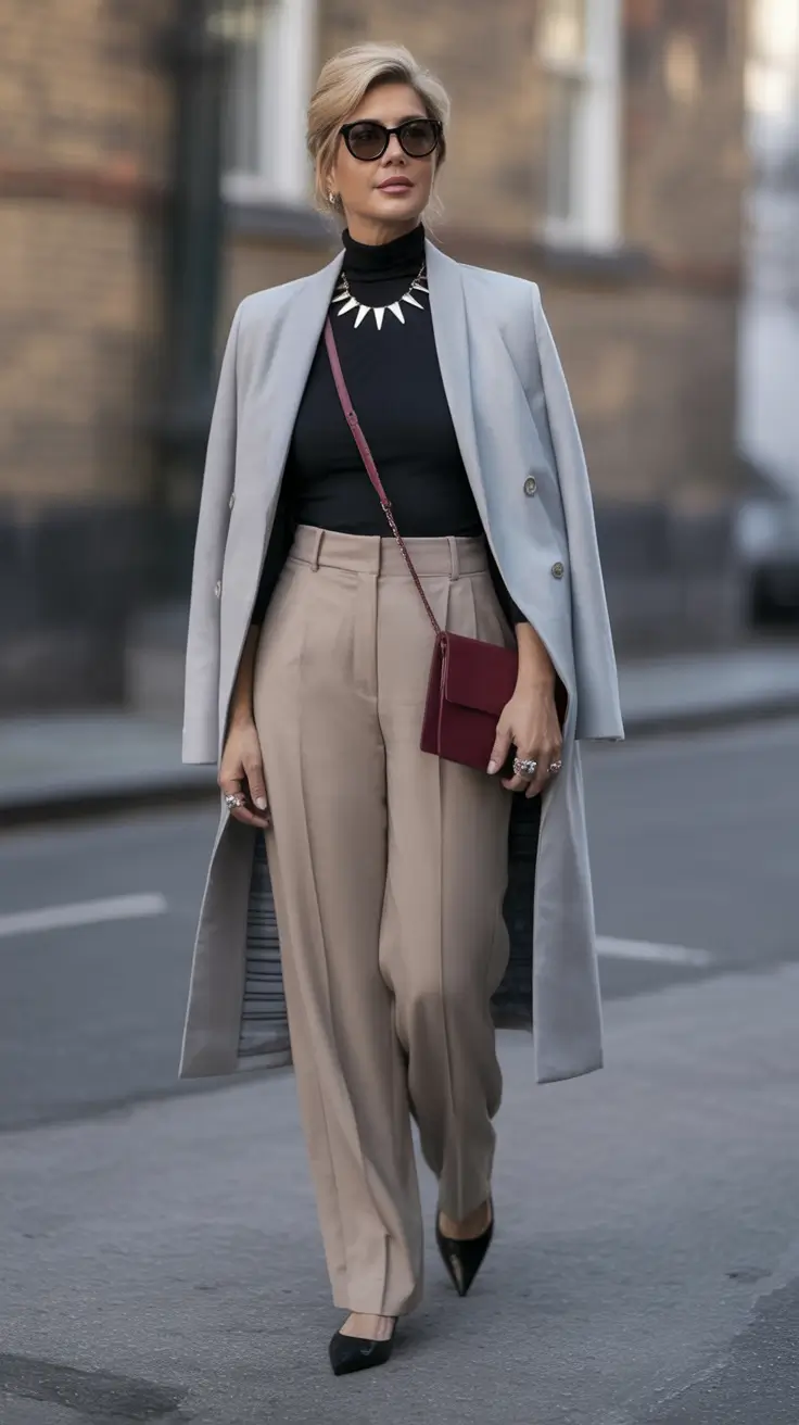 Stylish fall 2025 fashion outfits for women 40+ Power Moves in Soft Neutrals