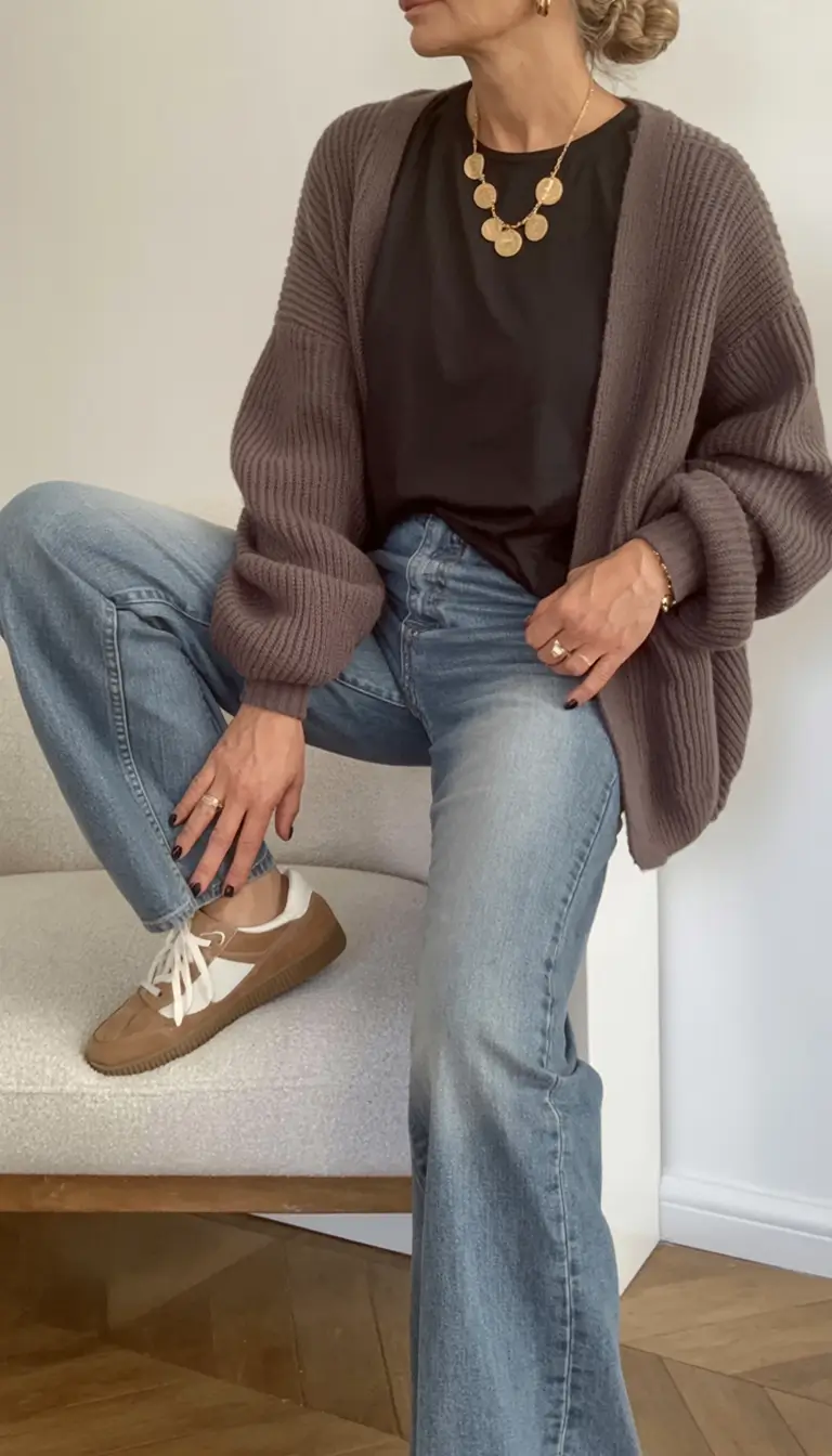 Stylish fall 2025 fashion outfits for women 40+ Relaxed Layers for On-the-Go Days