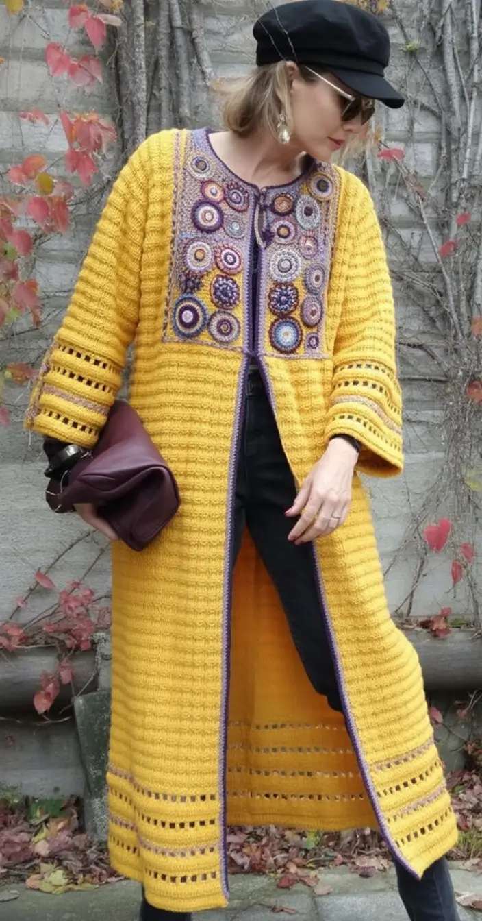 Stylish fall 2025 fashion outfits for women 40+ Golden Crochet With Artistic Layers