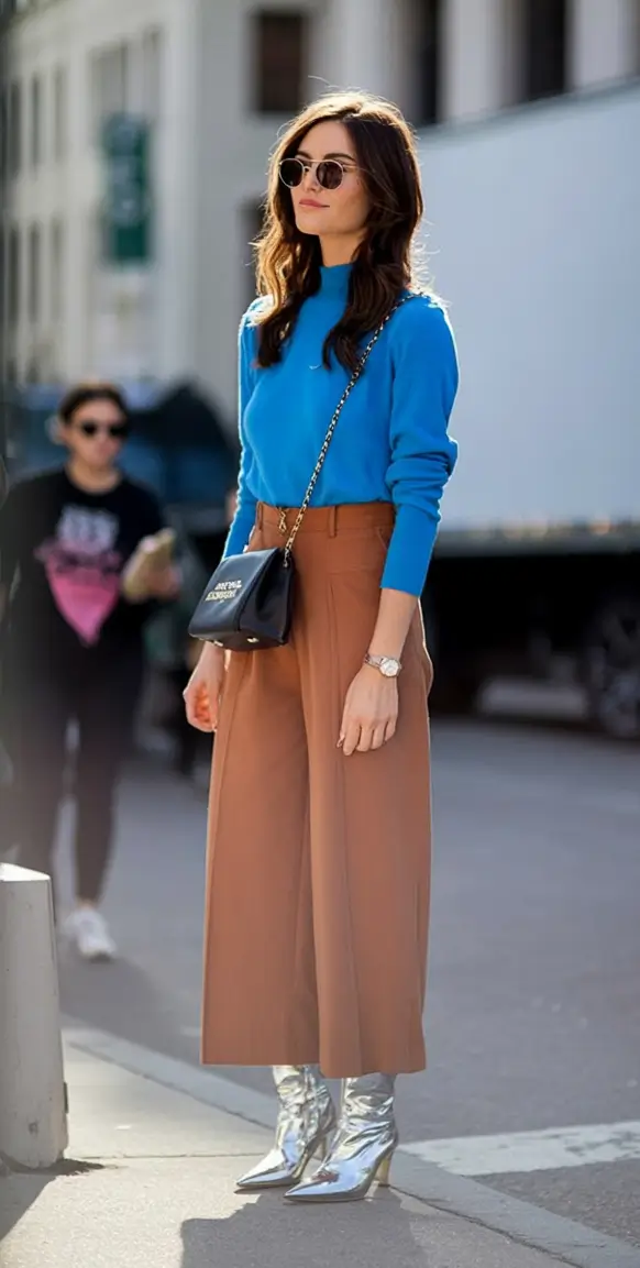 summer to fall transition outfits ideas 2025 Blue Sky With a Chrome Twist