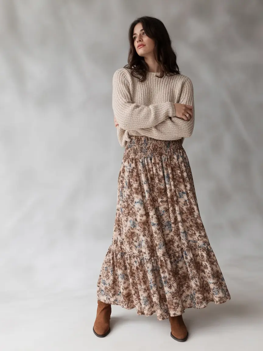 summer to fall transition outfits ideas 2025 Earthy Boho Energy for Crisp Days