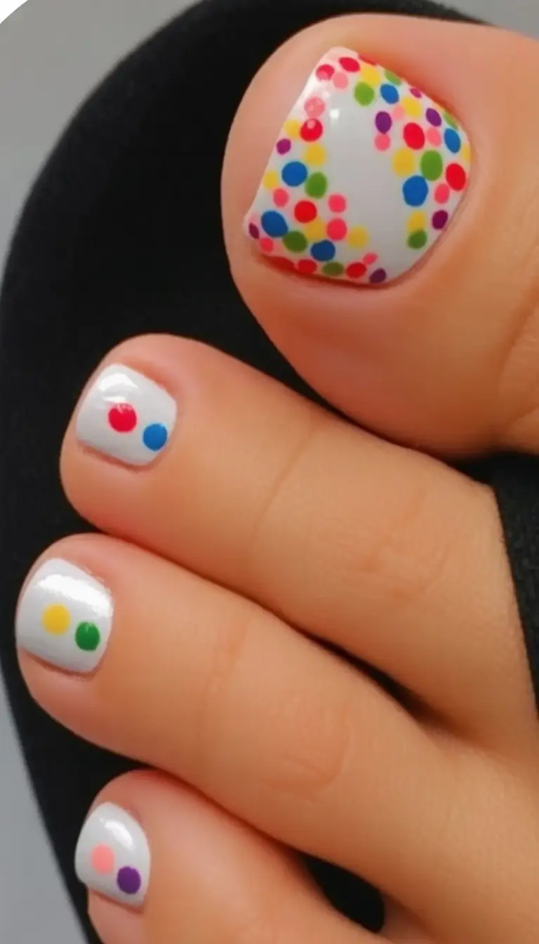 Toe Nail Ideas to Try This August 2025 Confetti Party Dots