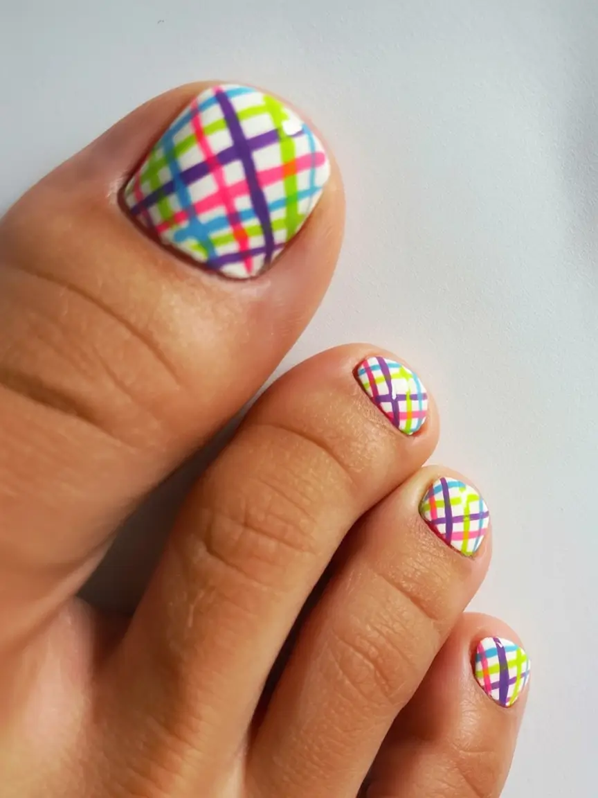 Toe Nail Ideas to Try This August 2025 Preppy Plaid Picnic Toes