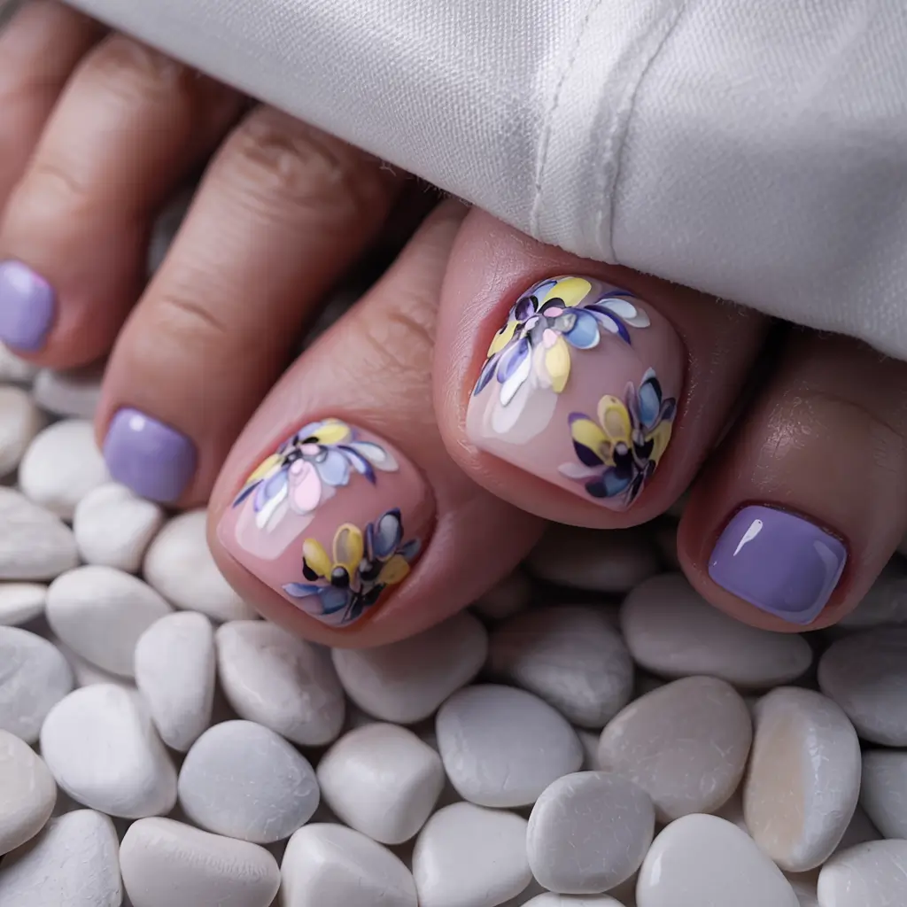 Toe Nail Ideas to Try This August 2025 3D Garden Party Blooms