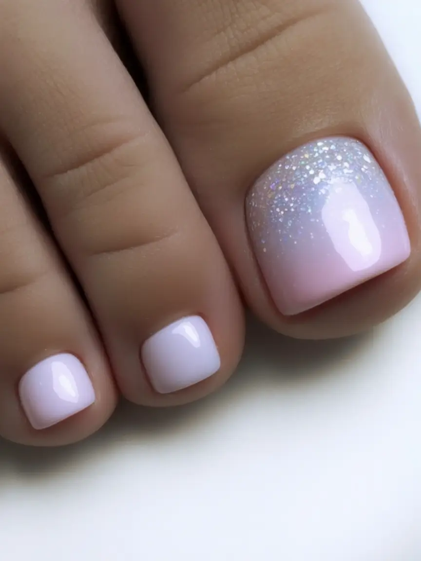 Toe Nail Ideas to Try This August 2025 Milky Glitter Dip