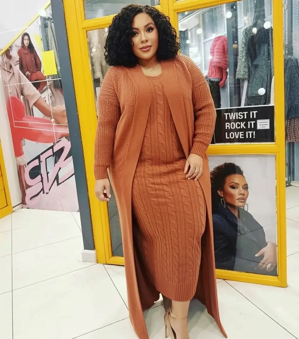 fall plus size outfits Spiced Cable Knit Elegance